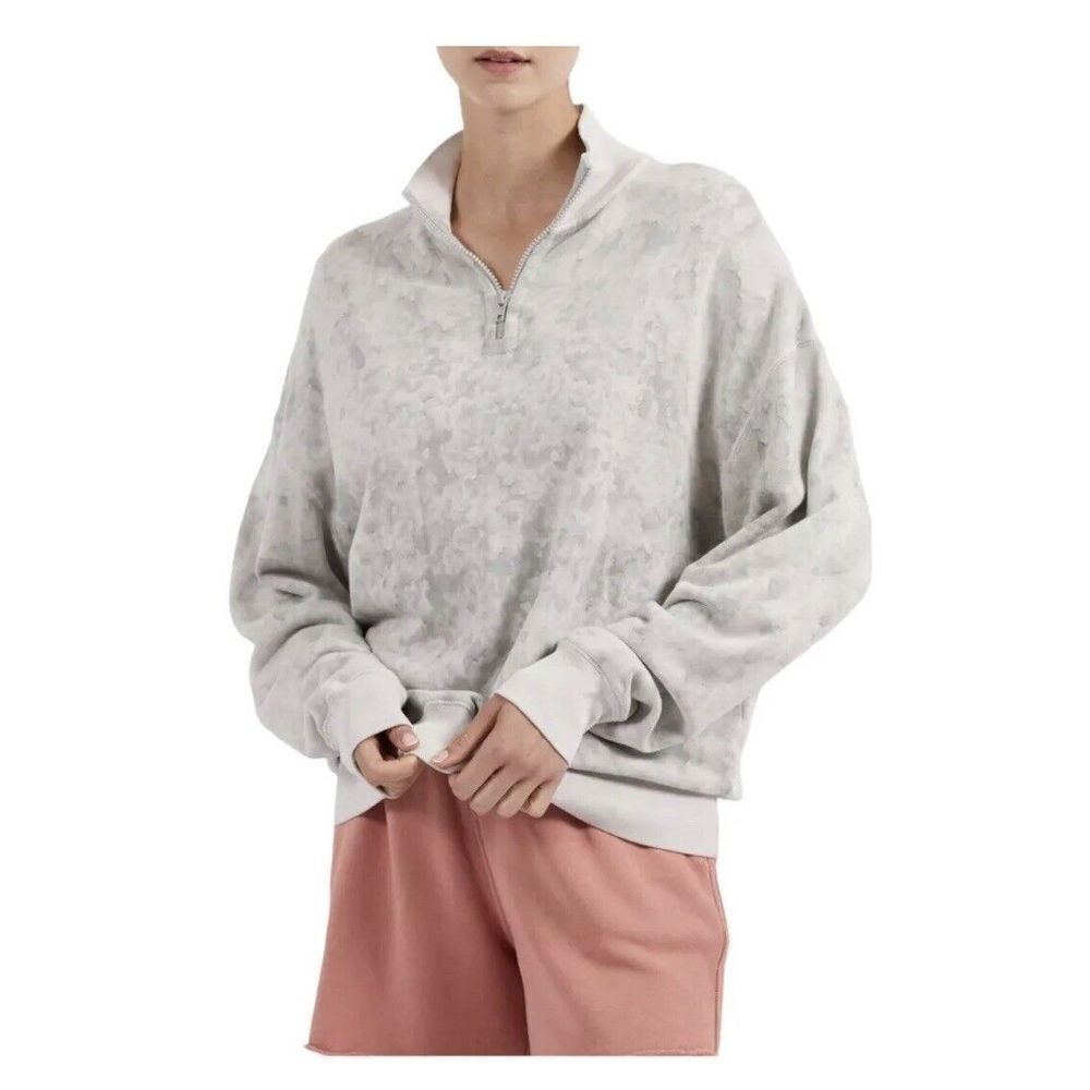 ATM Half Zip Sweatshirt Abstract Print Mock Neck‎ Long Sleeve Women XS
